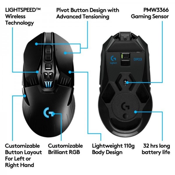 Logitech G903 Lightspeed Wireless Gaming Mouse Souris Logitech, Ultra Pc Gamer Maroc
