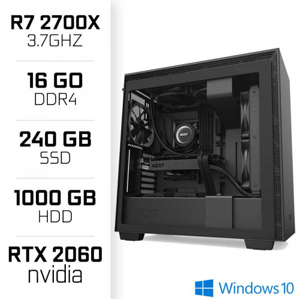 Station de travail UltraPC PRO GEN2-II Ryzen 7 2700X 8 Coeurs - 16 Threads / Jusqu'à 32Go DDR4 / RTX 2060 6GB / Win10 PC Prof...