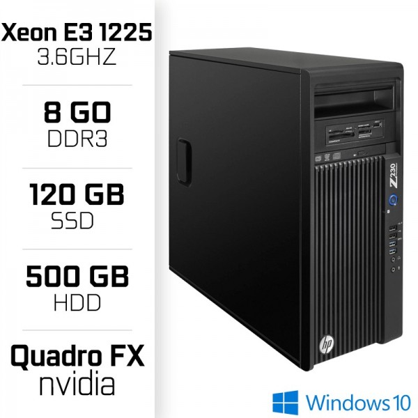 HP Z230 Workstation XEON E3-1225 V3 3.6GHz - 8Go - SSD 120GB - HDD 500GB PC Professionnels Hewlett-Packard, Ultra Pc Gamer Maroc