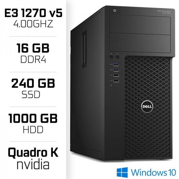 STATION DE TRAVAIL Dell Precision 3620 Workstation XEON E3-1270V5 16GB SSD 240GB HDD 1TB QUADRO K620 PC Professionnels De...