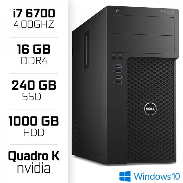STATION DE TRAVAIL Dell Precision 3620 Workstation XEON i7-6700 16GB SSD 240GB HDD 1TB QUADRO K420 PC Professionnels Dell...