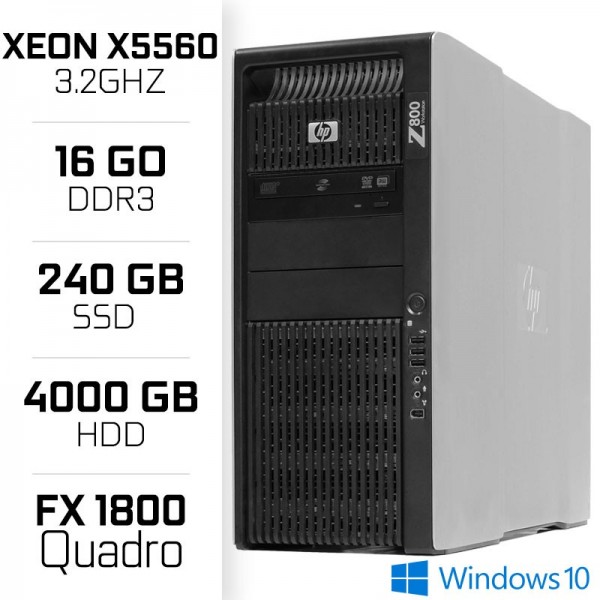HP Z800 Workstation XEON X5560 + 16GB + SSD 240GB + HDD 4TB + Quadro 1800 PC Professionnels Hewlett-Packard, Ultra Pc Gamer M...