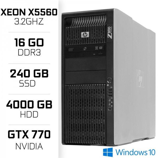 HP Z800 Workstation XEON X5560 + 16GB + SSD 240GB + HDD 4TB + GTX 770 4GB PC Professionnels Hewlett-Packard, Ultra Pc Gamer M...