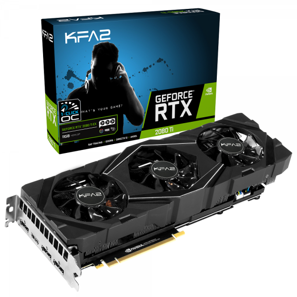 KFA2 GeForce RTX 2080Ti EX 1 Click OC V2 11GB GDDR6 Cartes graphiques KFA2, Ultra Pc Gamer Maroc