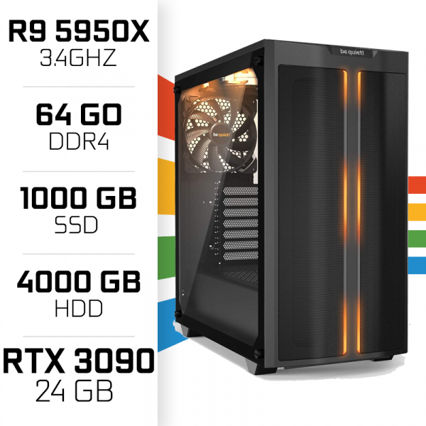 STATION DE TRAVAIL UltraPC Ryzen 9 5950X 16 Coeurs / 64GB DDR4 / 4TB HDD + 1TB SSD / RTX 3090 24GB GDDR6X PC Gamers UltraPC, ...