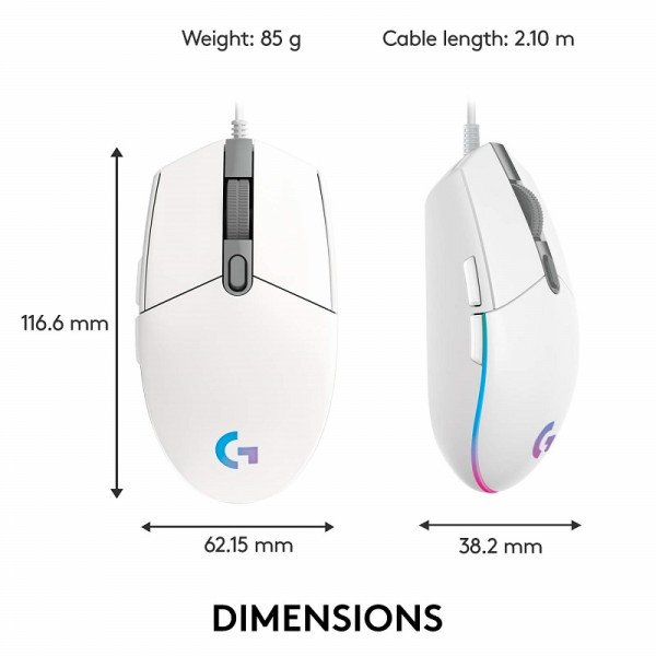 Logitech G102 LightSync RGB (Blanc) Souris Logitech, Ultra Pc Gamer Maroc