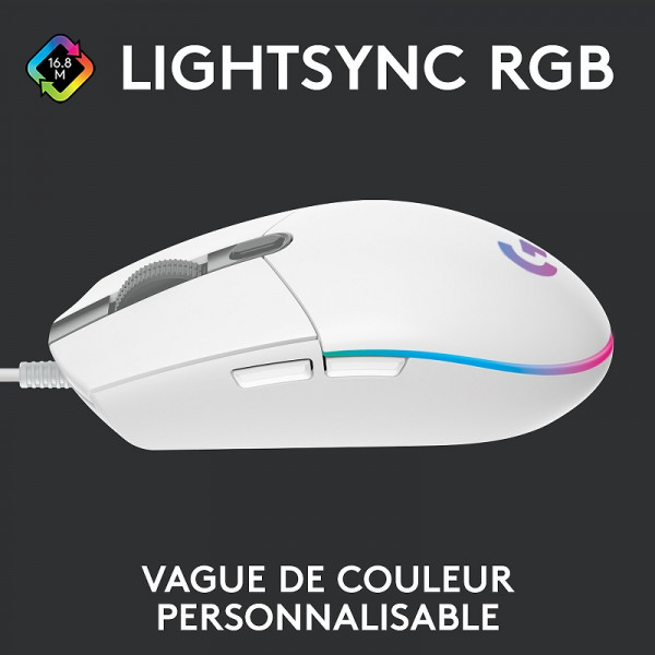 Logitech G G203 LightSync (Blanc) Souris Logitech, Ultra Pc Gamer Maroc