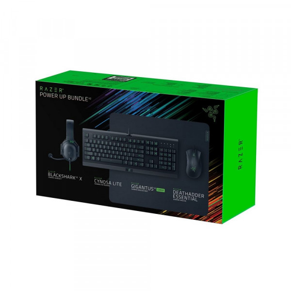 Razer Power Up V2 Bundle Clavier Cynosa Lite + Tapis Gigantus V2 Large + Souris Deathadder Essential + Casque Blackshark V2 X...