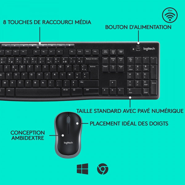 Logitech Desktop MK270 Sans-fil (AZERTY) Kits claviers/souris Logitech, Ultra Pc Gamer Maroc