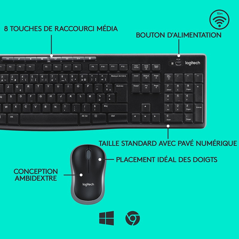 Logitech Desktop MK270 Sansfil (AZERTY) Kits claviers/souris Logit...