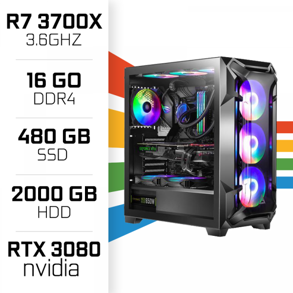 PC Gamer UltraPC Ryzen7 GEN3-VII 3700X/2TB+480SSD/16GB/RTX3080 PC Gamer Avancé , Ultra Pc Gamer Maroc