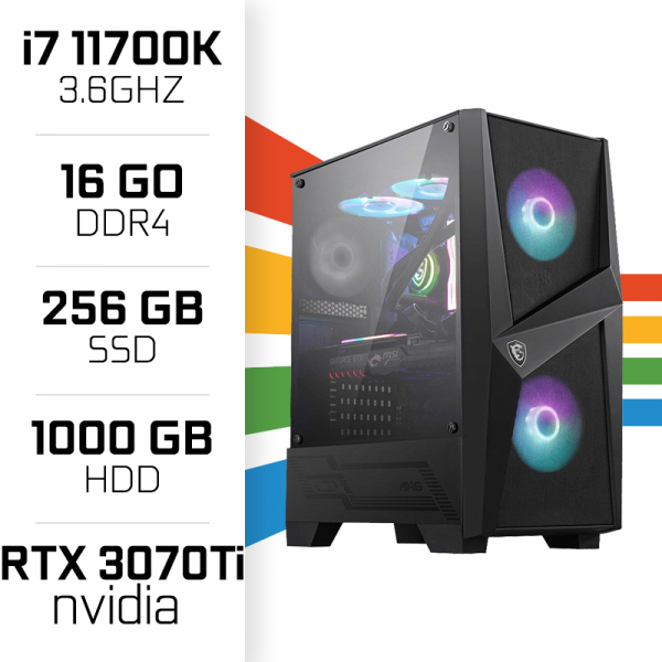 PC Gamer UltraPC i7 Overclock GEN11-V 11700K/1TB+256SSD/16GB/RTX3070Ti PC Gamer Avancé , Ultra Pc Gamer Maroc