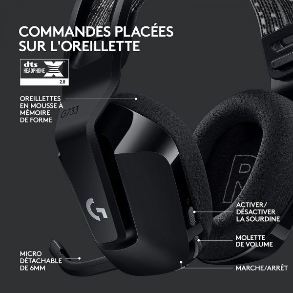 Logitech G733 Lightspeed Black Casques Logitech, Ultra Pc Gamer Maroc