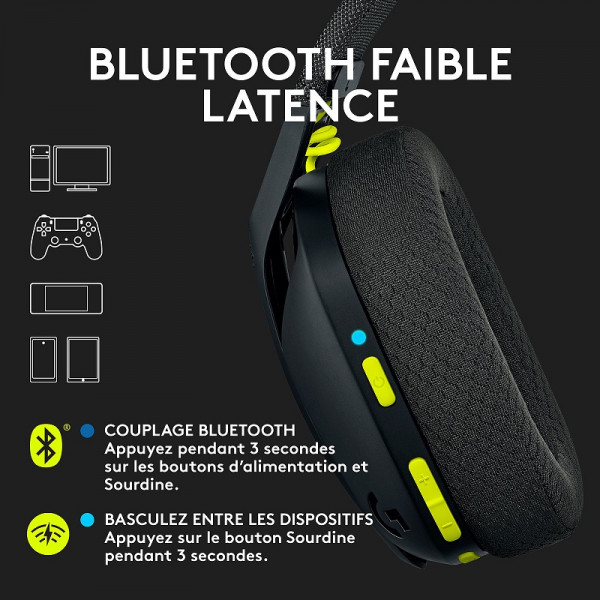 Logitech G G435 (Noir) Casques Logitech, Ultra Pc Gamer Maroc
