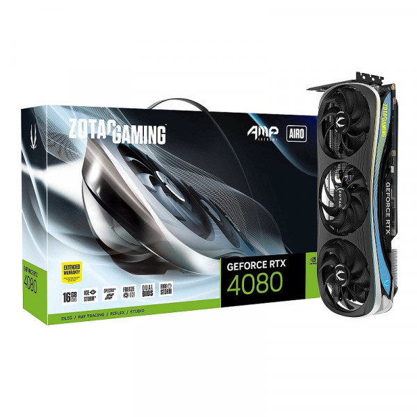 ZOTAC GeForce RTX 4080 AMP Extreme AIRO 16GB GDDR6X Cartes graphiques Zotac, Ultra Pc Gamer Maroc