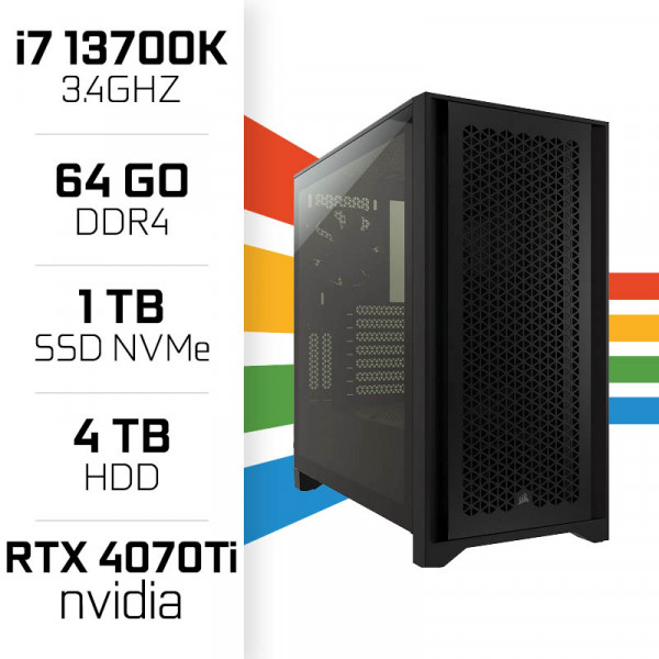 Station De Travail Intel Core i7 13700K 16 Coeurs 1TB SSD 4TB HDD 64Go DDR4 RTX4070Ti 12GB PC Pro UltraPC, Ultra Pc Gamer Maroc