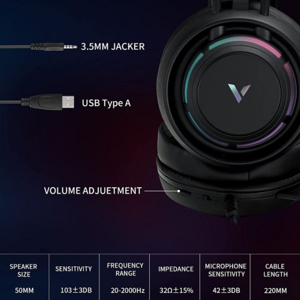 Rapoo VH110 RGB Casques Rapoo, Ultra Pc Gamer Maroc