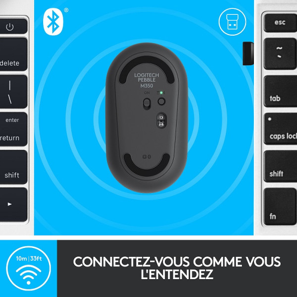 Logitech Pebble M350 (Graphite) Souris Logitech, Ultra Pc Gamer Maroc