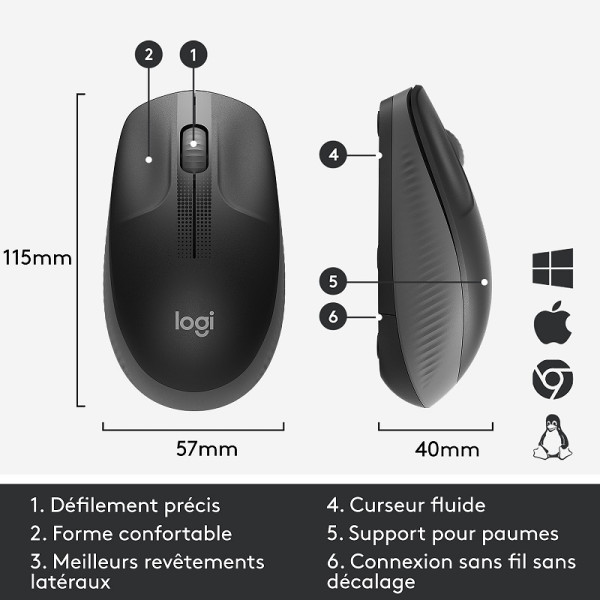 Logitech M190 (Charbon) Souris Logitech, Ultra Pc Gamer Maroc