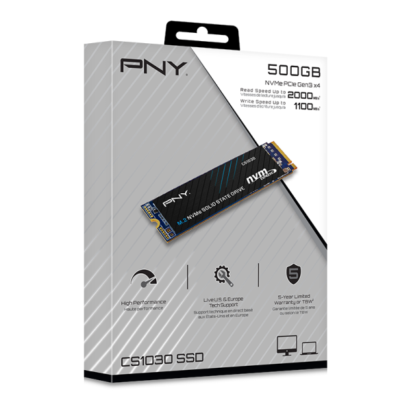 PNY CS1030 M.2 PCIe NVMe 500GB Disques SSD PNY, Ultra Pc Gamer Maroc