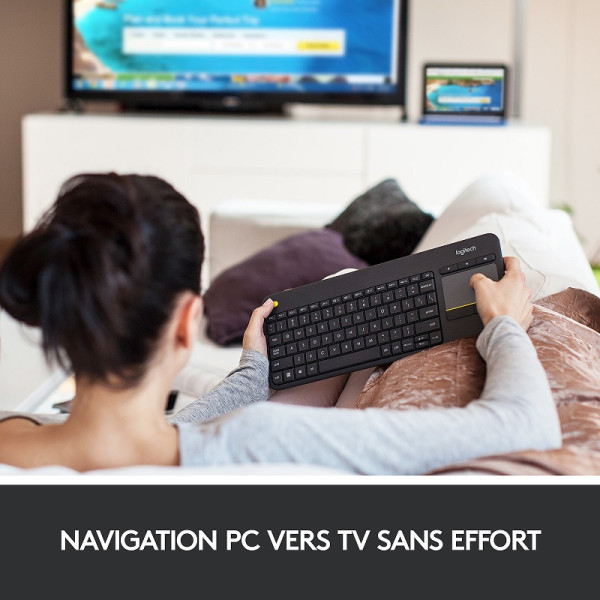 Logitech Wireless Touch Keyboard K400 Plus (Noir) Claviers Logitech, Ultra Pc Gamer Maroc