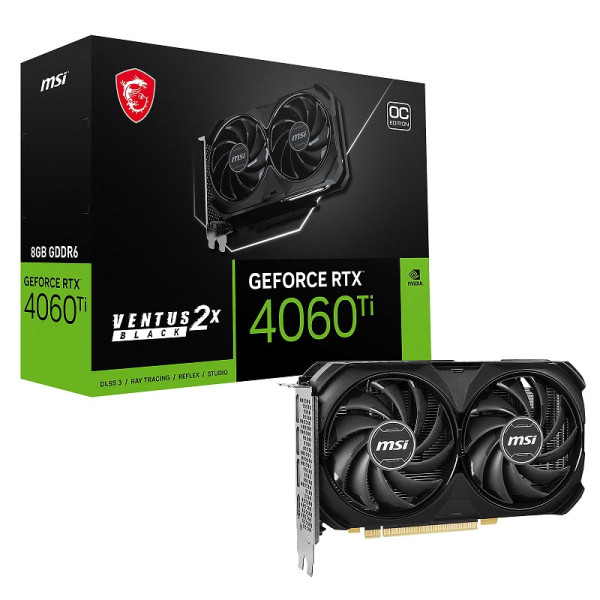 MSI GeForce RTX 4060 Ti VENTUS 2X BLACK OC 8Go GDDR6 NVIDIA MSI, Ultra Pc Gamer Maroc
