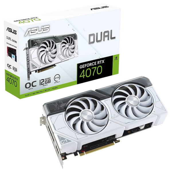 ASUS GeForce RTX 4070 Dual White OC Edition 12GB GDDR6X Cartes graphiques ASUS, Ultra Pc Gamer Maroc