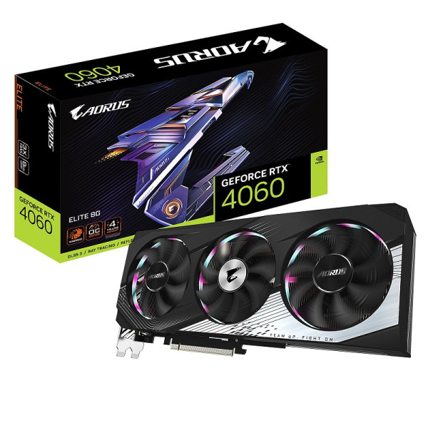 Gigabyte AORUS GeForce RTX 4060 ELITE 8GB GDDR6 Cartes graphiques Gigabyte, Ultra Pc Gamer Maroc