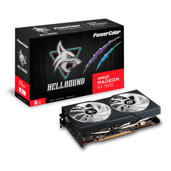 PowerColor AMD Radeon RX 7600 OC Hell Hound 8GB GDDR6 Cartes graphiques Powercolor, Ultra Pc Gamer Maroc