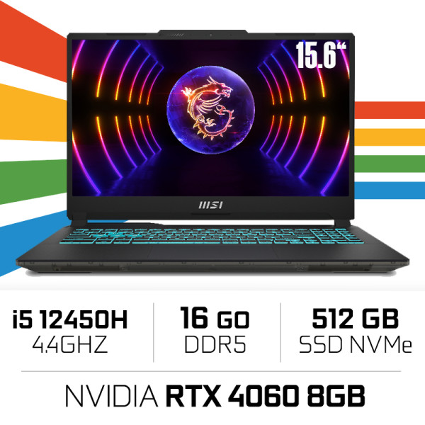 MSI CYBORG 15 A12VF i5-12450H/16GB/512GB SSD/RTX4060 8GB/15.6'' 144Hz PC Portables Gamer MSI, Ultra Pc Gamer Maroc