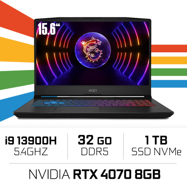 MSI Pulse 15 B13VGK i9-13900H/32GB/1TB SSD/RTX4070 8GB/15.6'' 165Hz IPS QHD PC Portables Gamer MSI, Ultra Pc Gamer Maroc