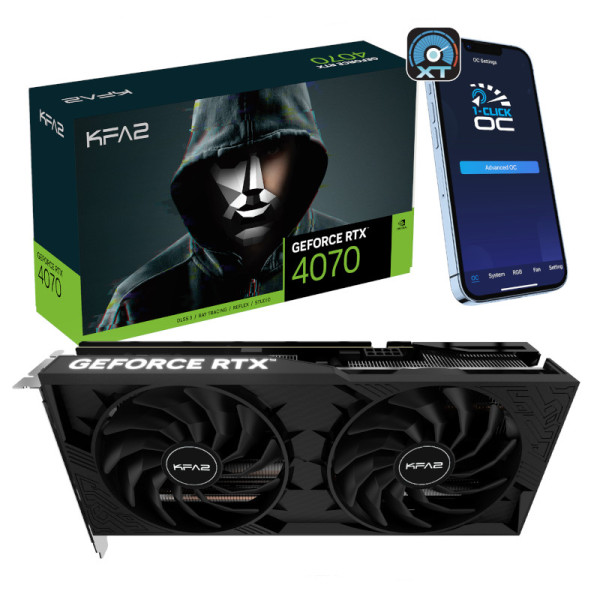KFA2 GeForce RTX 4070 OC 2X Black 12GB GDDR6X Cartes graphiques KFA2, Ultra Pc Gamer Maroc