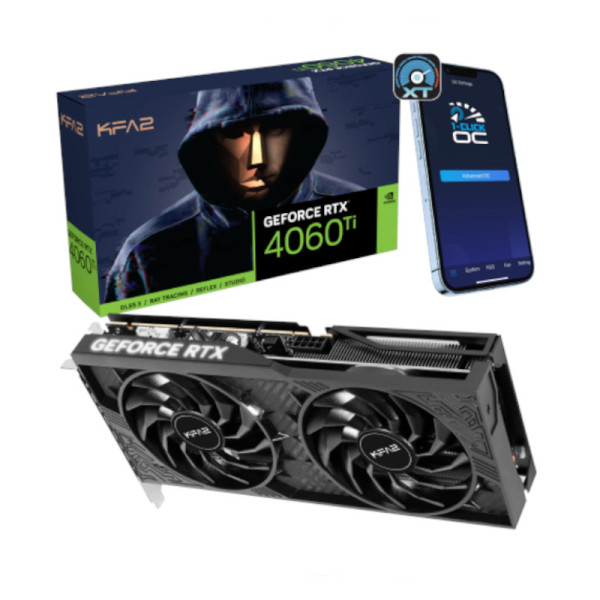 KFA2 GeForce RTX 4060 Ti 1-Click OC Black 8GB GDDR6 Cartes graphiques KFA2, Ultra Pc Gamer Maroc