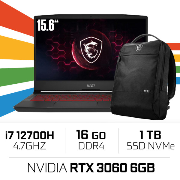 MSI Pulse GL66 12UEK i7-12700H/16GB/1TB SSD/RTX3060 6GB/15.6'' 240Hz W11 BTS PC Portables Gamer MSI, Ultra Pc Gamer Maroc