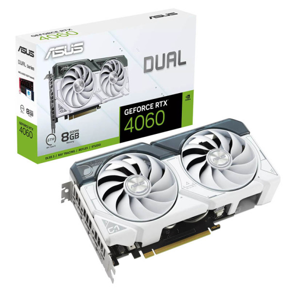 ASUS GeForce RTX 4060 Dual White 8GB GDDR6 Cartes graphiques ASUS, Ultra Pc Gamer Maroc