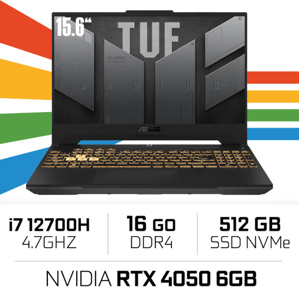 ASUS TUF Gaming F15 TUF507ZU4 Intel Core i7 12700H/16GB/512GB SSD/RTX4050 6GB/15.6'' 144Hz PC Portables Gamer ASUS, Ultra Pc ...