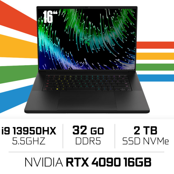 Razer Blade 16 i9-13950HX/32GB/2TB SSD/RTX4090 16GB/16'' Dual UHD+FHD+ MINI-LED PC Portables Gamer Razer, Ultra Pc Gamer Maroc