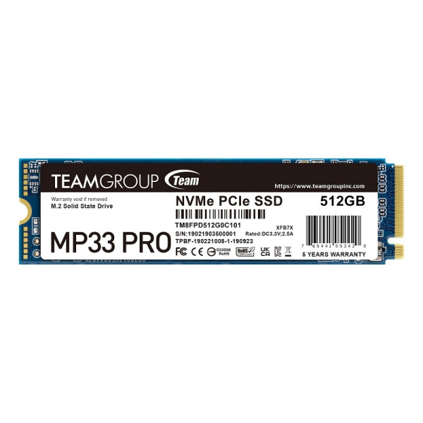 TeamGroup MP33 PRO M.2 PCIe NVMe 512GB Disques SSD Team Group, Ultra Pc Gamer Maroc