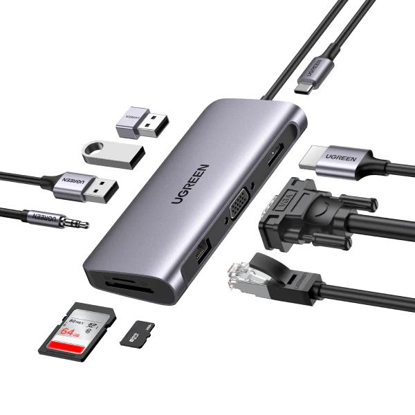 UGREEN 10 en 1 Hub USB C HDMI VGA Adaptateur