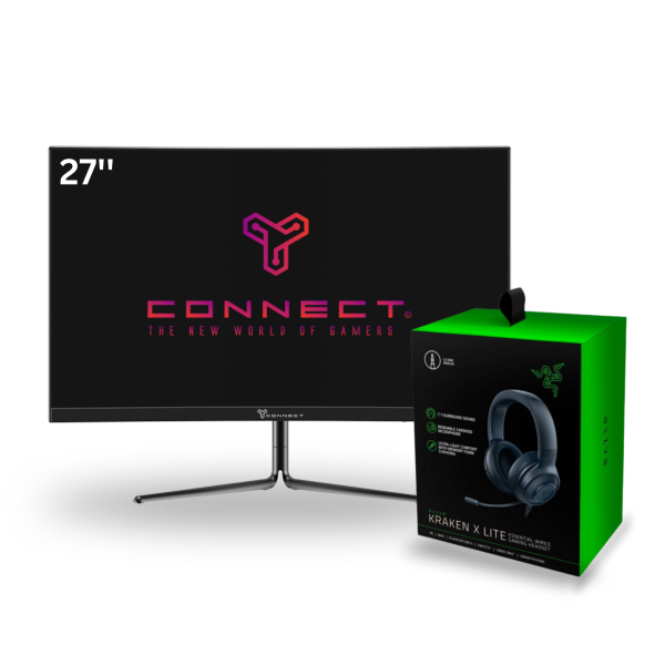 Connect 27C1G 27" 165Hz + Razer Kraken X Lite Moniteurs Connect, Ultra Pc Gamer Maroc