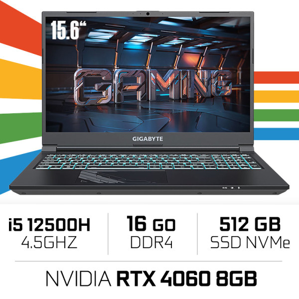 Gigabyte G5 KF i5 12500H/16GB/512GB SSD/RTX4060 8GB/15.6'' 144Hz PC Portables Gamer Gigabyte, Ultra Pc Gamer Maroc