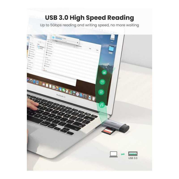 Ugreen Lecteur carte mémoire SD/TF USB-C & USB3.0 (50706) Clés USB UGREEN, Ultra Pc Gamer Maroc
