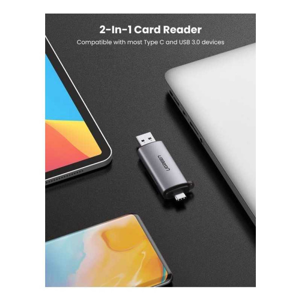 Ugreen Lecteur carte mémoire SD/TF USB-C & USB3.0 (50706) Clés USB UGREEN, Ultra Pc Gamer Maroc