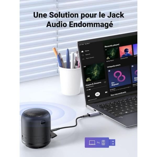 Ugreen Adaptateur USB-A vers Port Jack audio 3.5mm Clés USB UGREEN, Ultra Pc Gamer Maroc