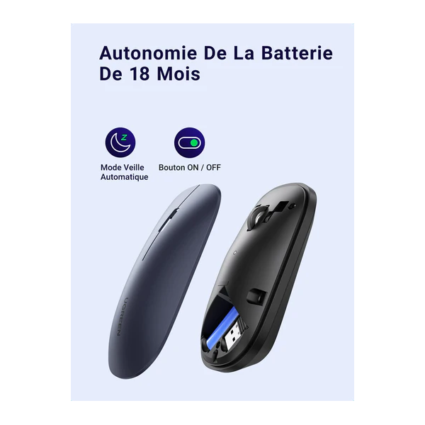 Ugreen Souris sans fil 2,4Ghz/10M Noir (90372) Souris UGREEN, Ultra Pc Gamer Maroc