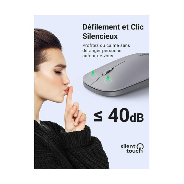 Ugreen Souris sans fil 2,4Ghz/10M GRIS Clair (90373) Souris UGREEN, Ultra Pc Gamer Maroc