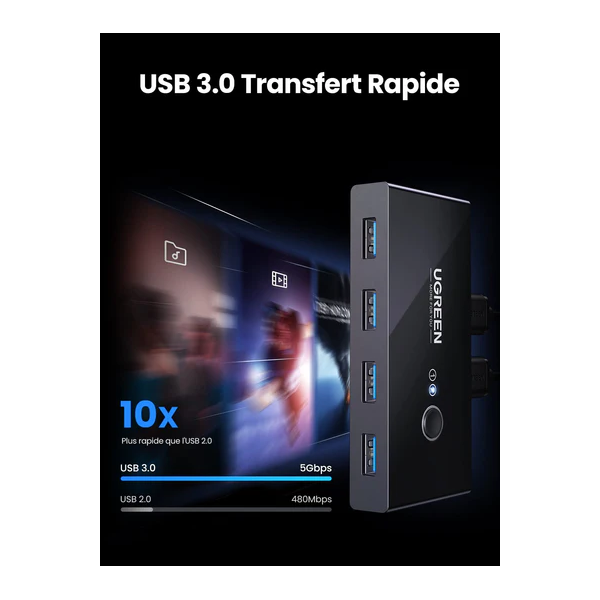 Ugreen Switch Commutateur 2x4 USB 3.0 Connectique UGREEN, Ultra Pc Gamer Maroc