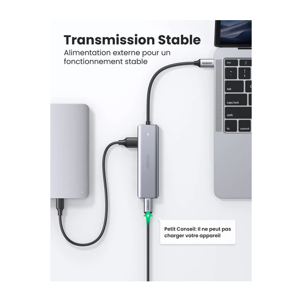 UGREEN Hub USB C vers 4 Ports USB 3.0 5Gbps Adaptateur USB C Hub Multiports USB (70336) Connectique UGREEN, Ultra Pc Gamer Maroc