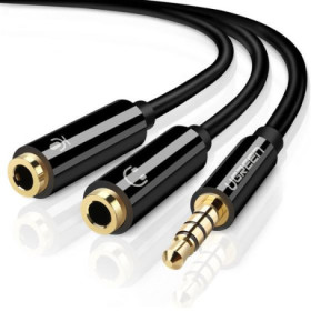 Ugreen Splitter Audio 3.5mm Male to 3.5mm Female Noir (30620) Connectique UGREEN, Ultra Pc Gamer Maroc