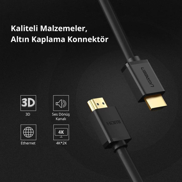 Ugreen Cable HDMI Male to Male 3M (10108) Connectique UGREEN, Ultra Pc Gamer Maroc